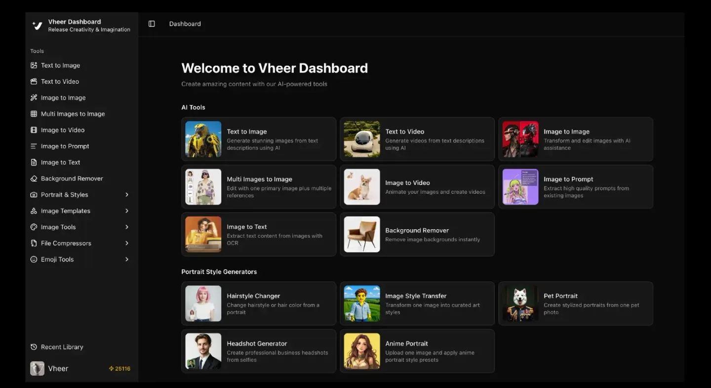 Vheer Dashboard