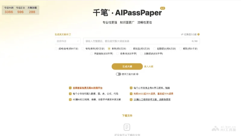千笔AI论文 - AI论文生成器,一键生成3万字论文初稿 | AI工具集