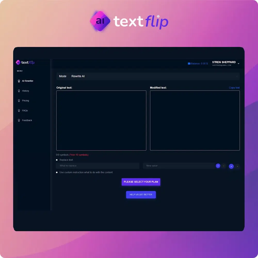 textflip dashboard